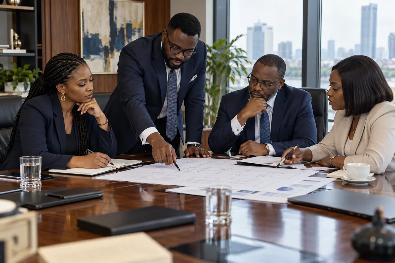 Business leaders mapping operational improvements
